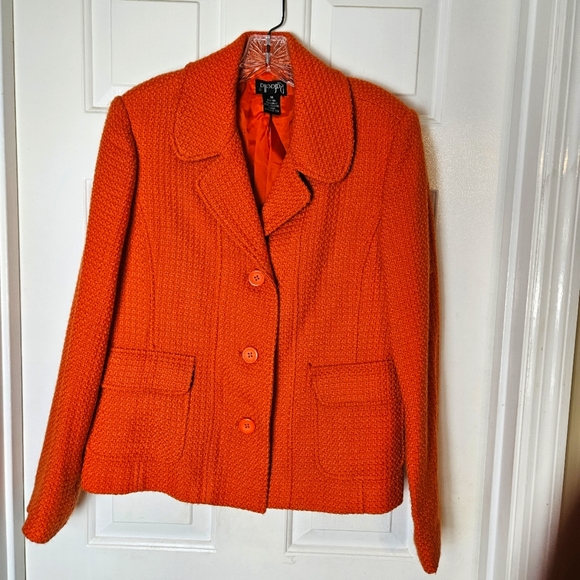 RAFAELLA WOMEN BEAUTIFUL WOOL TANGERINE JACKET SIZE 14 - Picture 2 of 12